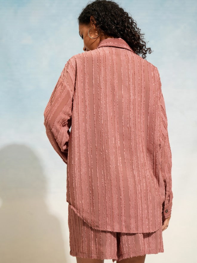 Tokyo Talkies Women Terracotta Shirt With Shorts Co-Ords - Terracotta - Image 3