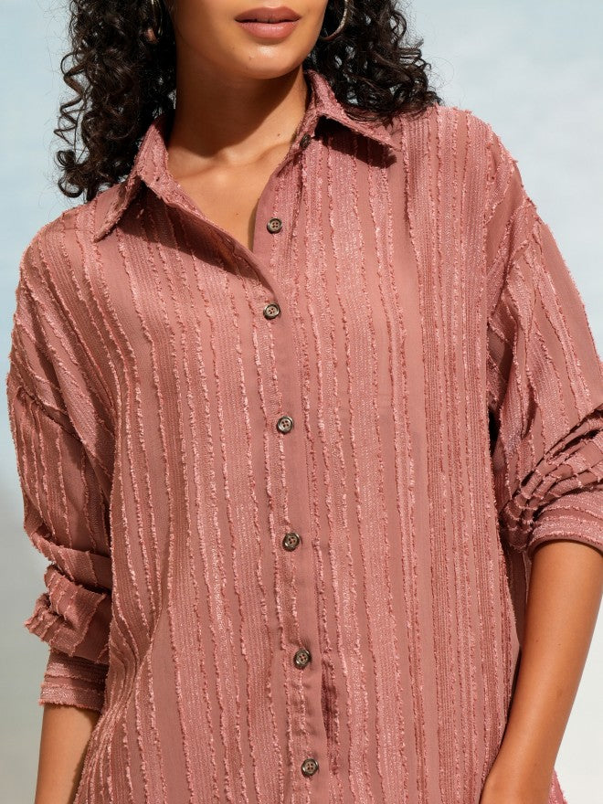 Tokyo Talkies Women Terracotta Shirt With Shorts Co-Ords - Terracotta - Image 5