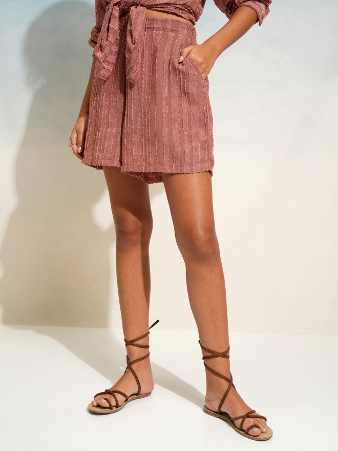 Tokyo Talkies Women Terracotta Shirt With Shorts Co-Ords - Terracotta - Image 8