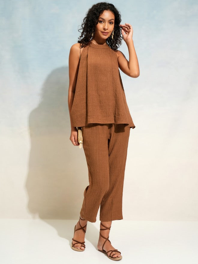 Tokyo Talkies Women Brown Top With Trouser - Brown - Image 2