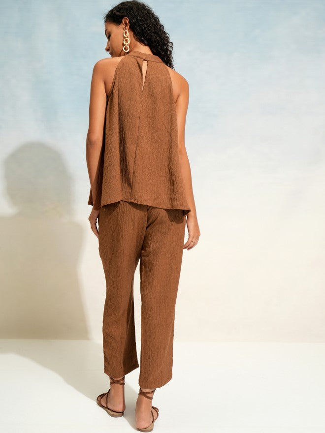 Tokyo Talkies Women Brown Top With Trouser - Brown - Image 3