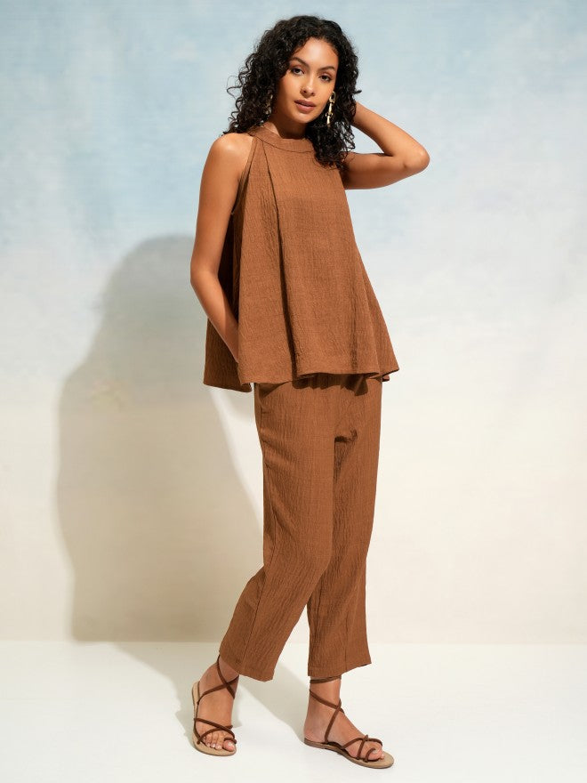 Tokyo Talkies Women Brown Top With Trouser - Brown - Image 6