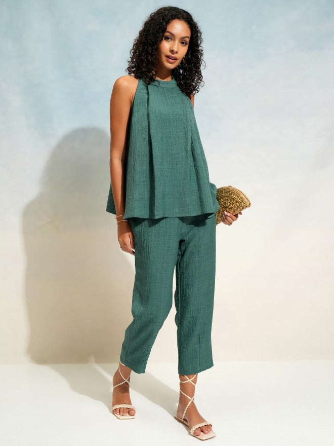 Tokyo Talkies Women Teal Top With Trouser - Teal - Image 2