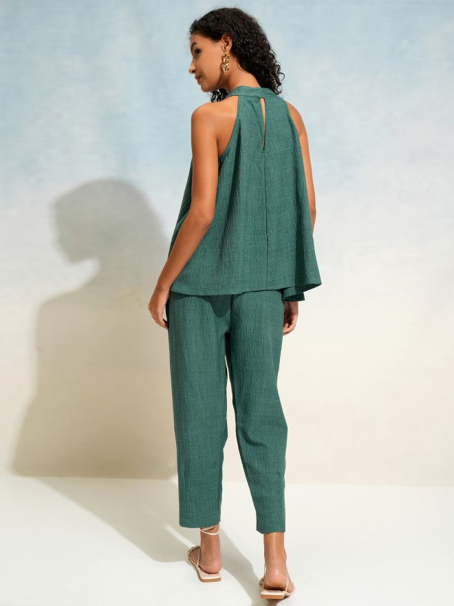 Tokyo Talkies Women Teal Top With Trouser - Teal - Image 3