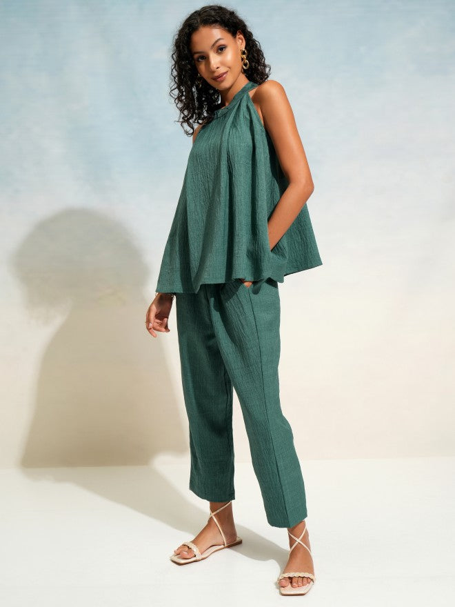 Tokyo Talkies Women Teal Top With Trouser - Teal - Image 4