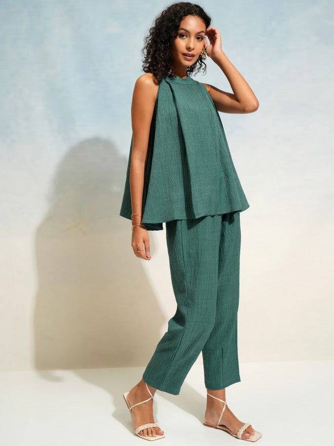 Tokyo Talkies Women Teal Top With Trouser - Teal - Image 6