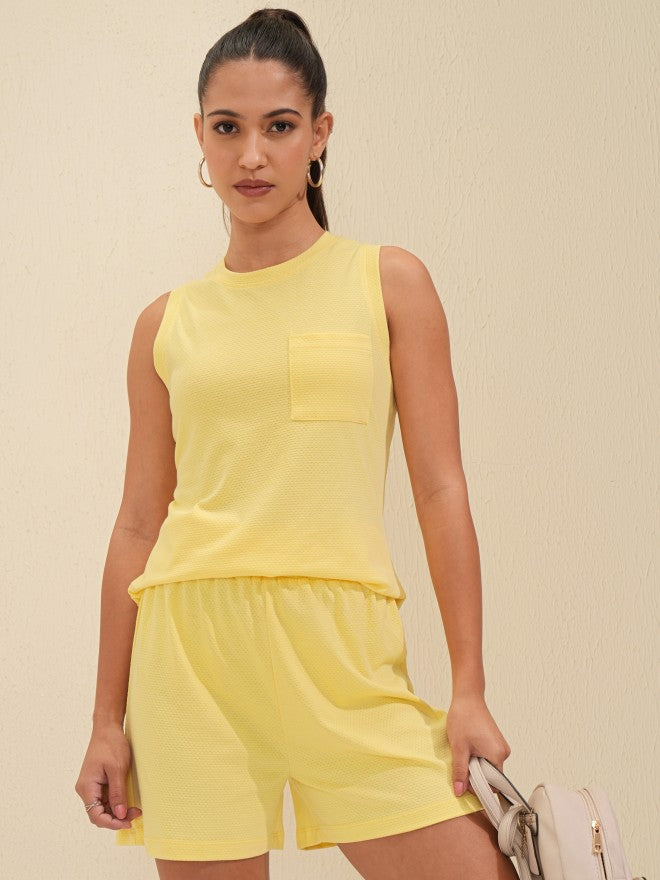 Tokyo Talkies Women Yellow Top With Short - Yellow - Image 1
