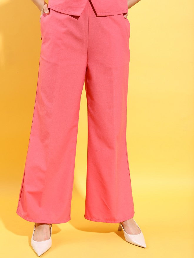 Tokyo Talkies Women Pink Top With Trousers Co-Ords - Pink - Image 7