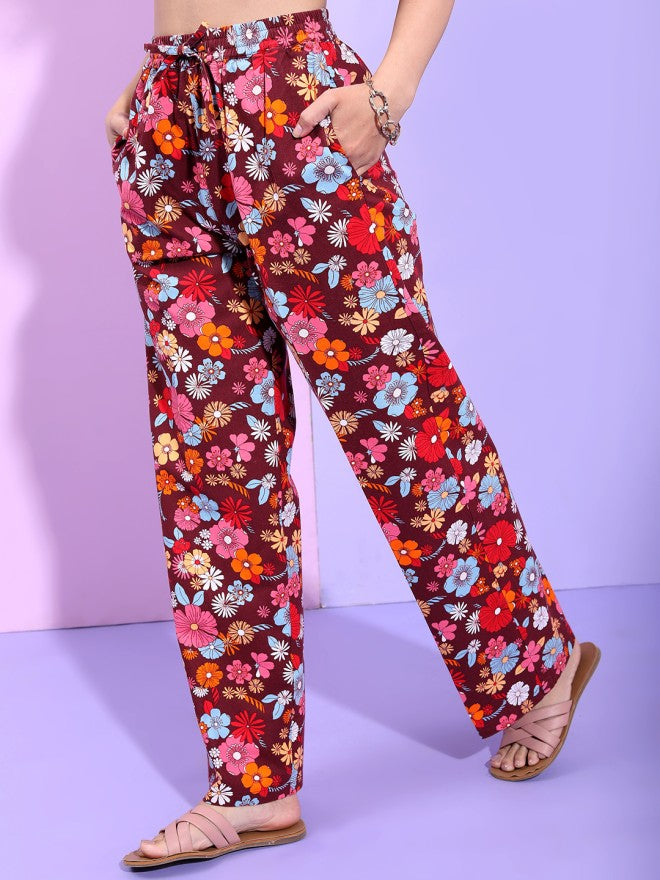 Tokyo Talkies Women Maroon Top With Trousers Co-Ords - Maroon - Image 6
