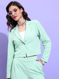 Tokyo Talkies Women Green Coat With Trousers Co-Ords - Green - Image 1