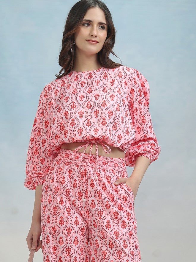 Tokyo Talkies Women Pink Top With Trouser - Pink - Image 1