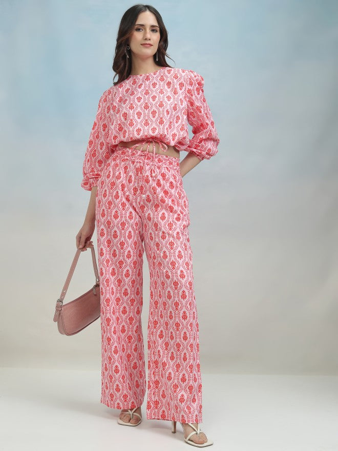 Tokyo Talkies Women Pink Top With Trouser - Pink - Image 2