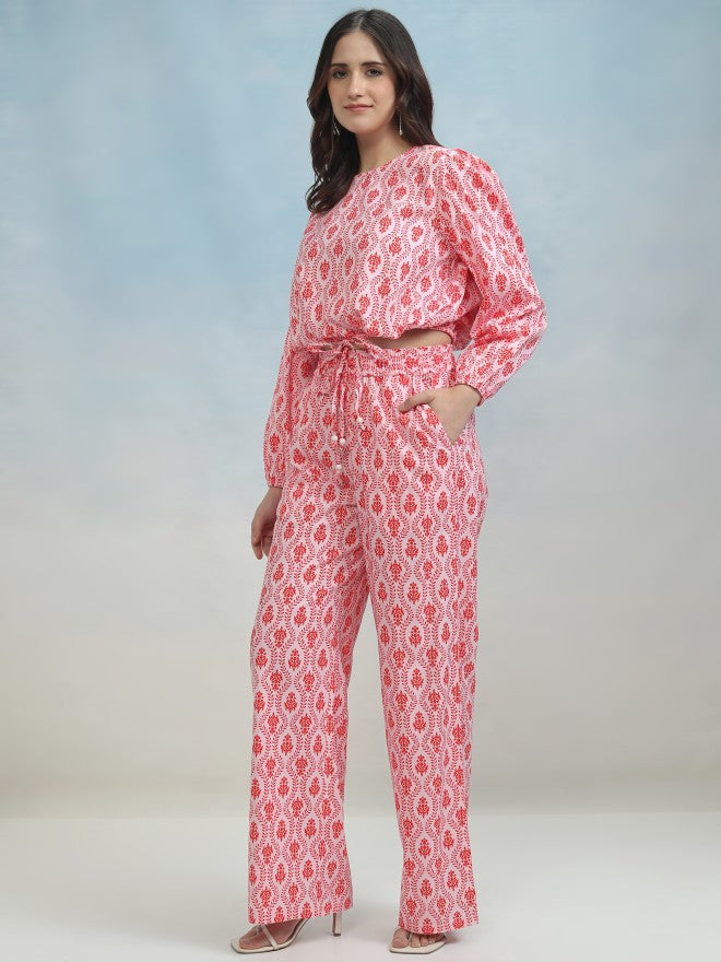 Tokyo Talkies Women Pink Top With Trouser - Pink - Image 4