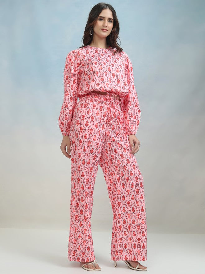 Tokyo Talkies Women Pink Top With Trouser - Pink - Image 6