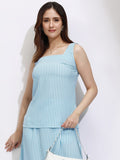 Tokyo Talkies Women Blue Top With Skirt Co-Ords - Blue - Image 1