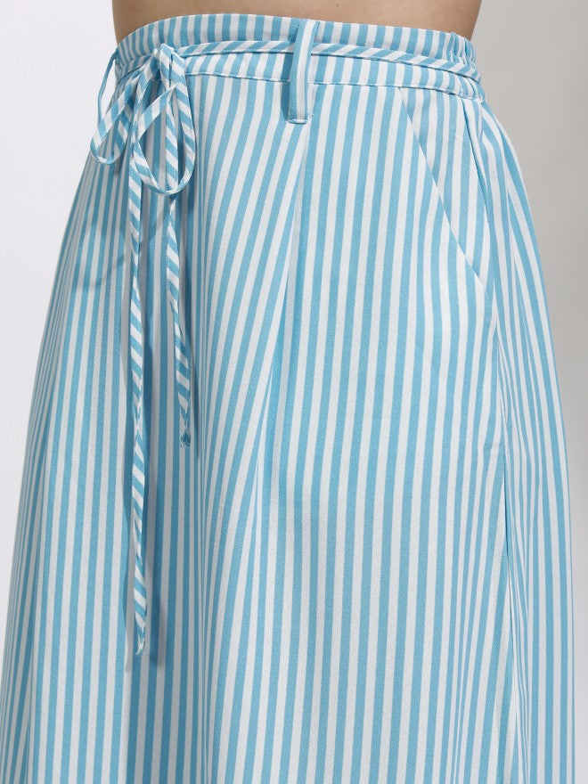 Tokyo Talkies Women Blue Top With Skirt Co-Ords - Blue - Image 8