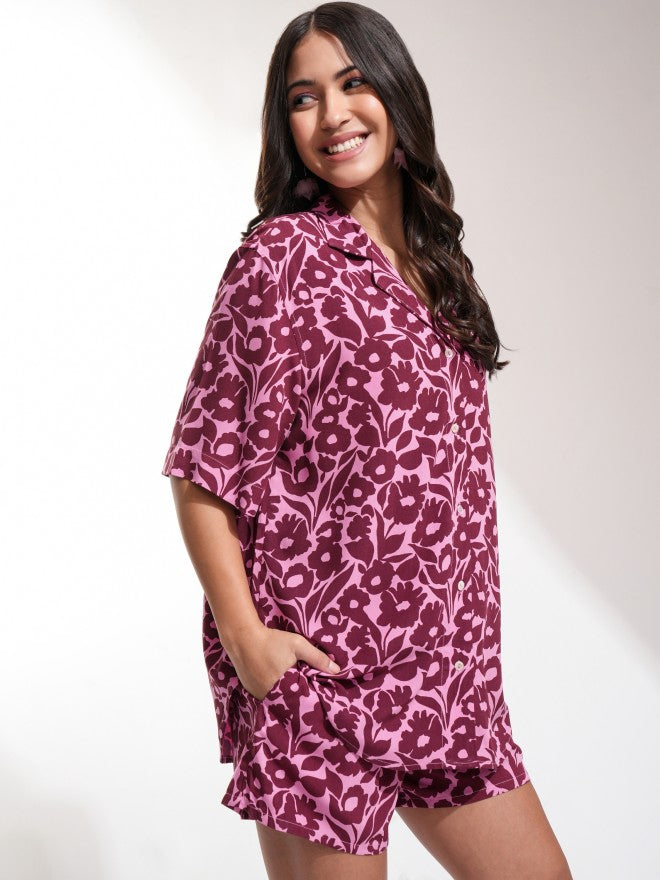 Tokyo Talkies Women Pink Shirt With Short - Pink - Image 6