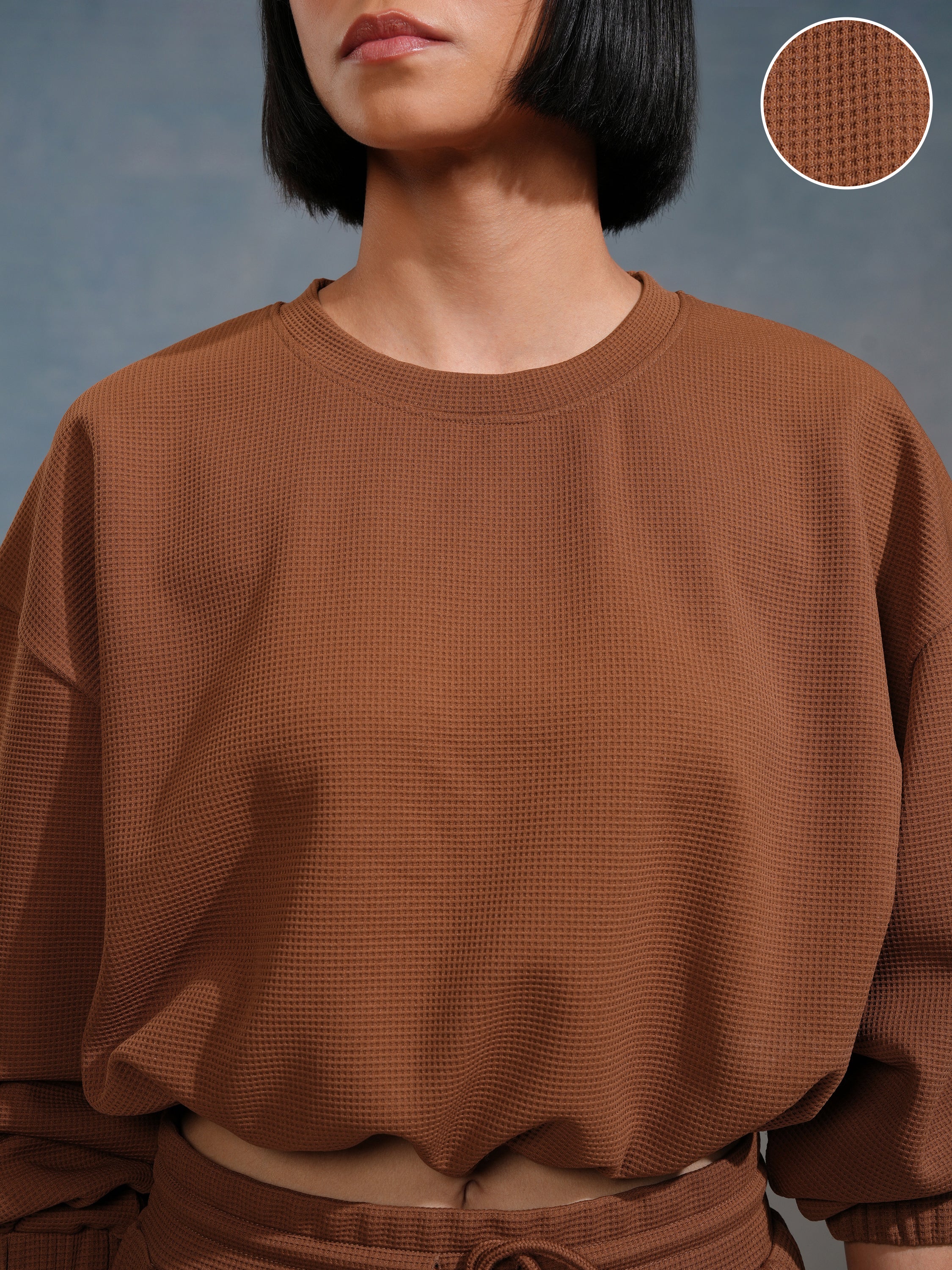 Tokyo Talkies Women Brown Top With Joggers - Brown - Image 5