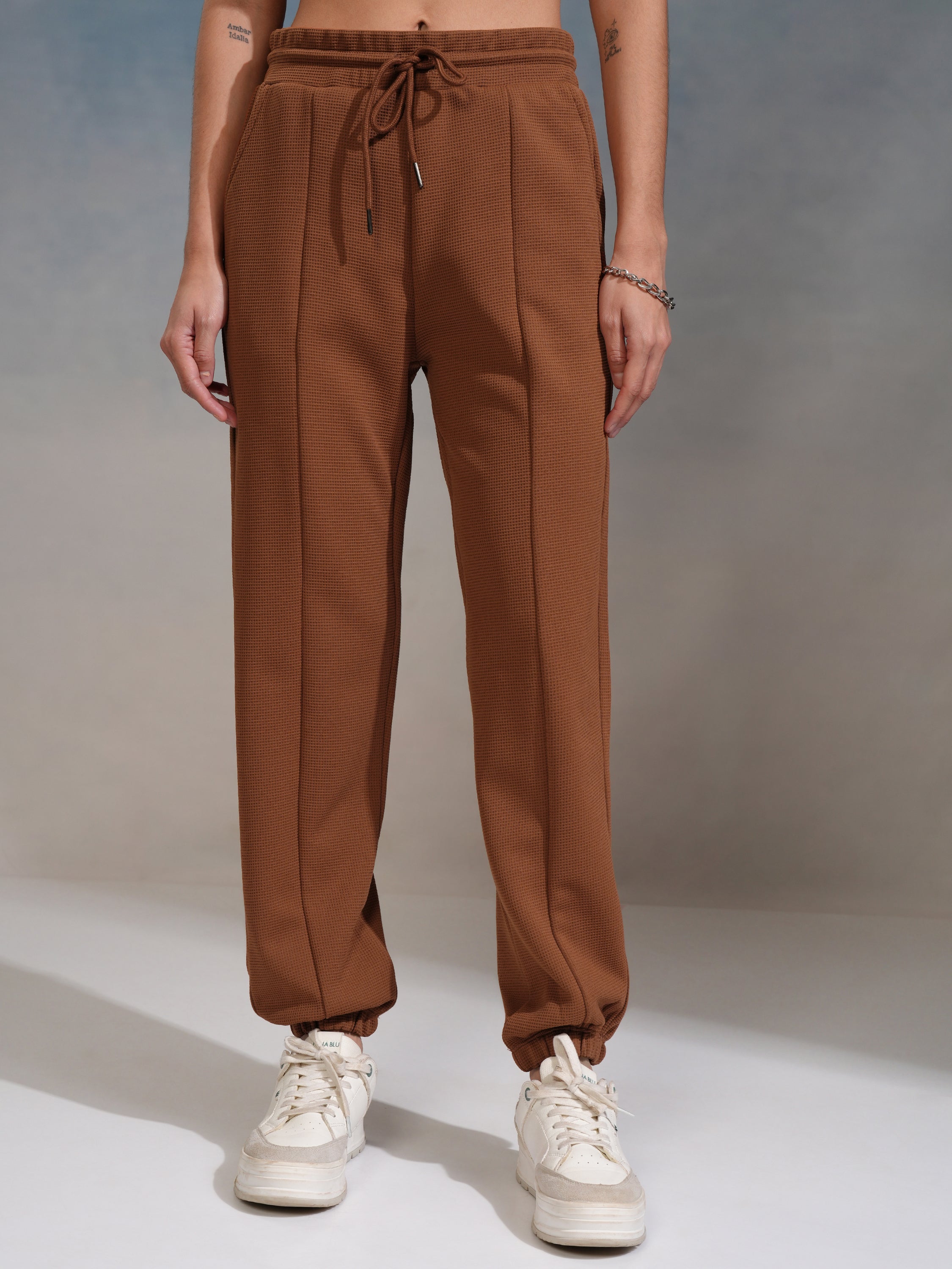 Tokyo Talkies Women Brown Top With Joggers - Brown - Image 8