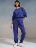 Tokyo Talkies Women Blue Top With Joggers - Blue - Image 1