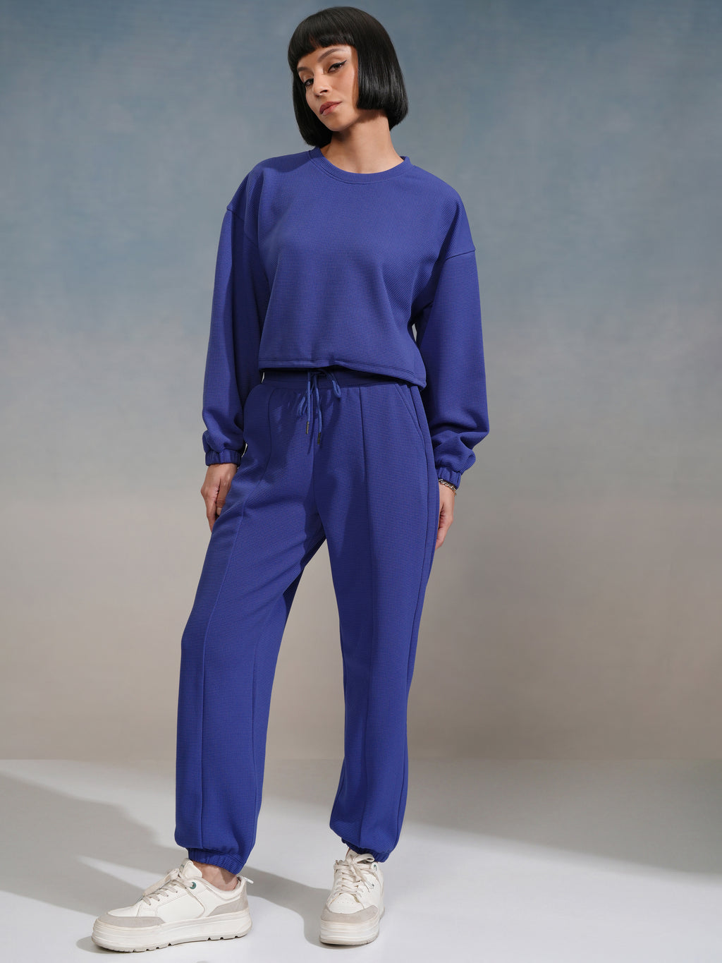 Tokyo Talkies Women Blue Top With Joggers - Blue - Image 2