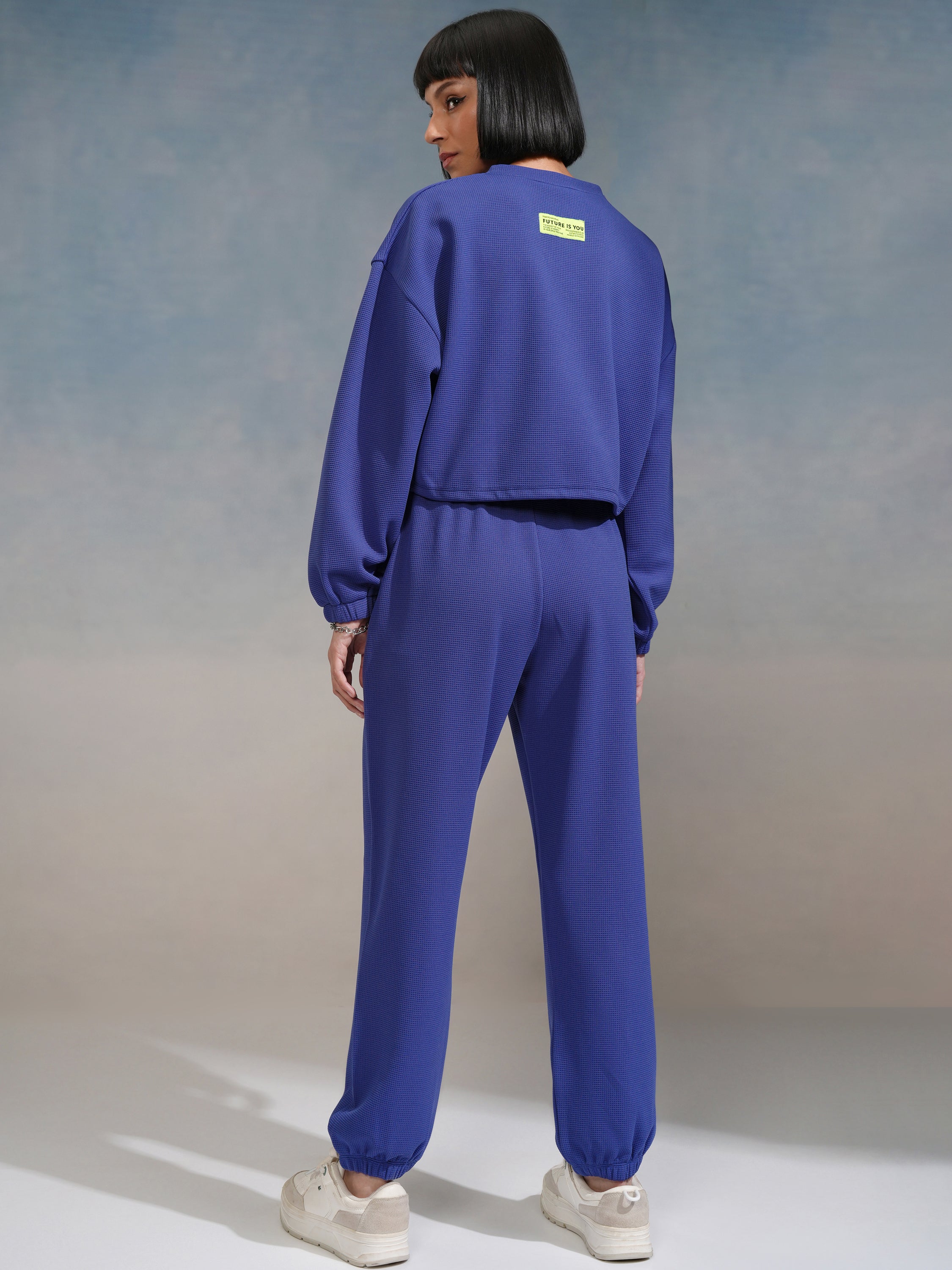 Tokyo Talkies Women Blue Top With Joggers - Blue - Image 3