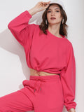 Tokyo Talkies Women Pink Top With Joggers - Pink - Image 1