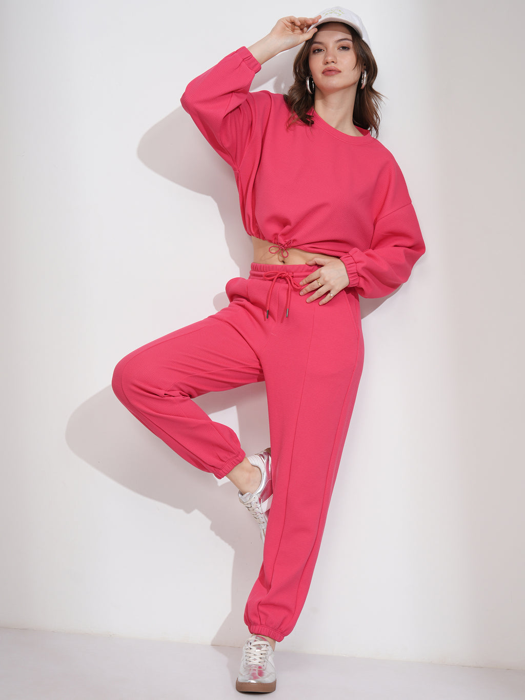 Tokyo Talkies Women Pink Top With Joggers - Pink - Image 2