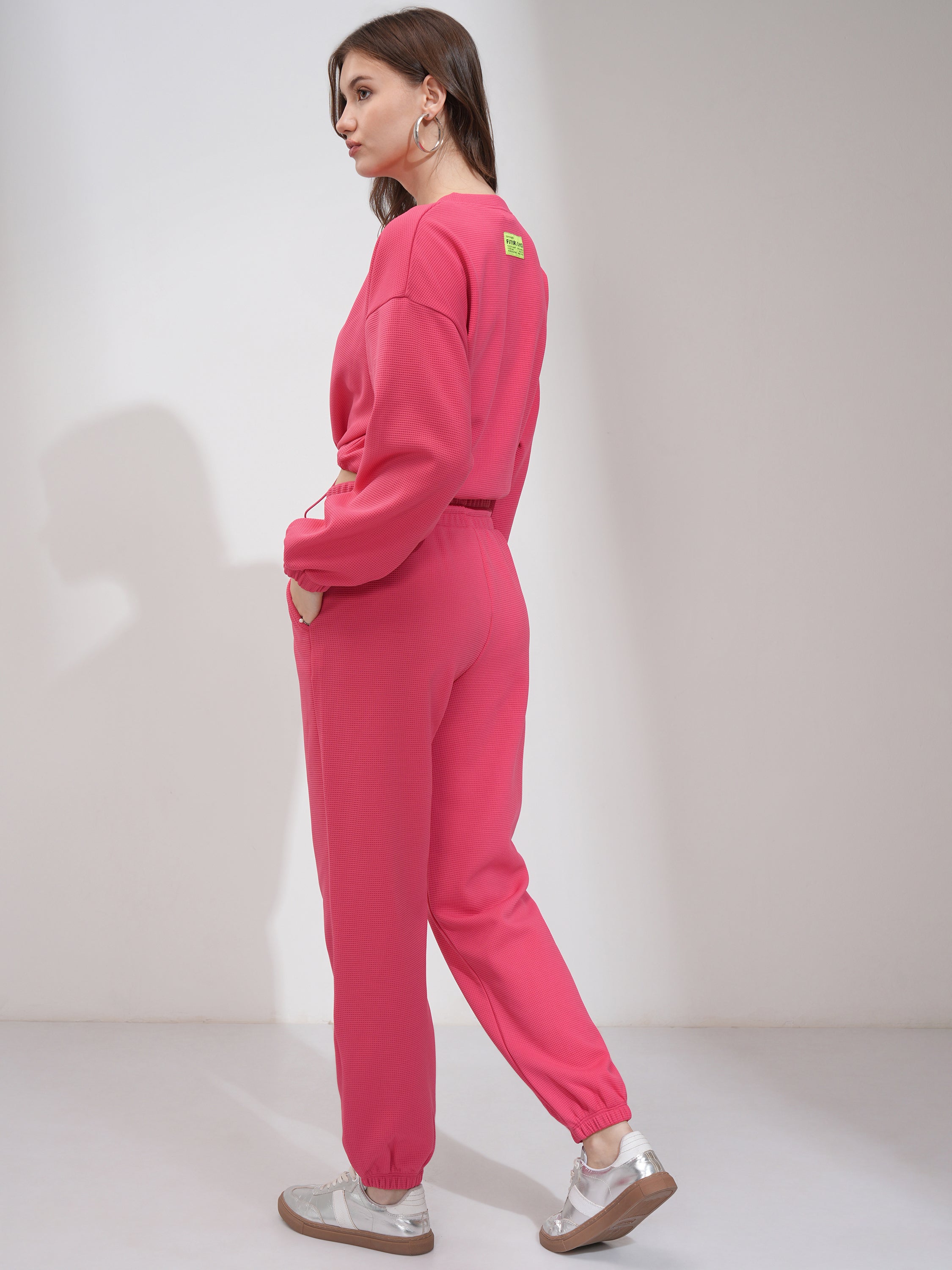 Tokyo Talkies Women Pink Top With Joggers - Pink - Image 3