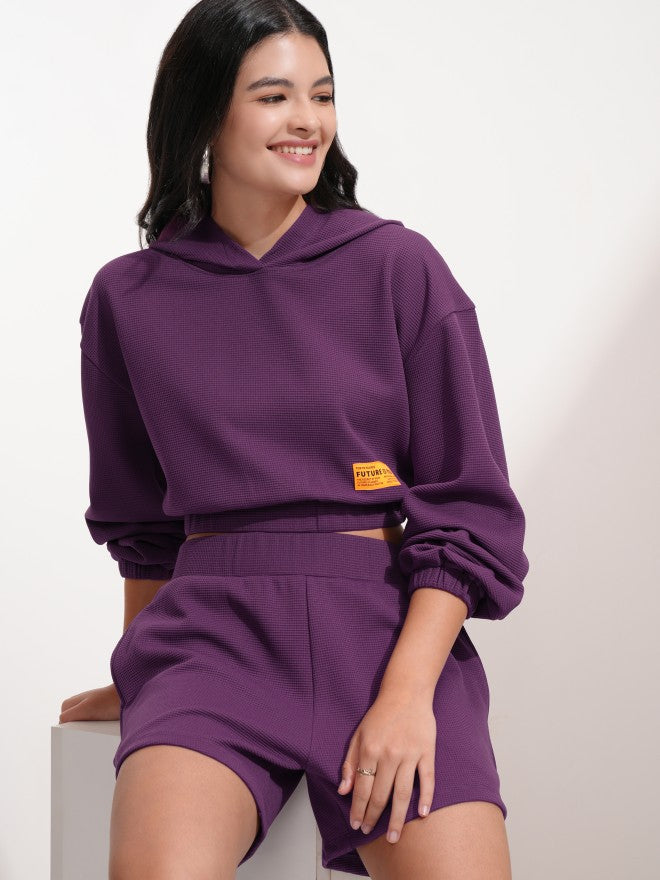 Tokyo Talkies Women Purple Top With Short - Purple - Image 1
