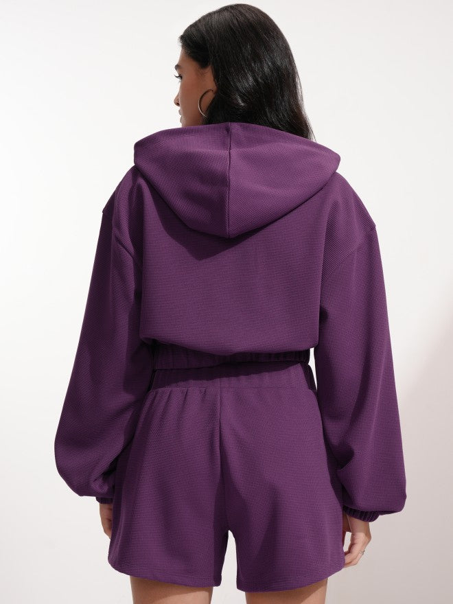 Tokyo Talkies Women Purple Top With Short - Purple - Image 3