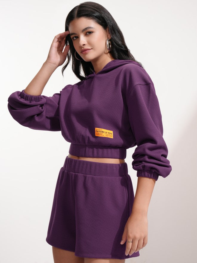 Tokyo Talkies Women Purple Top With Short - Purple - Image 4