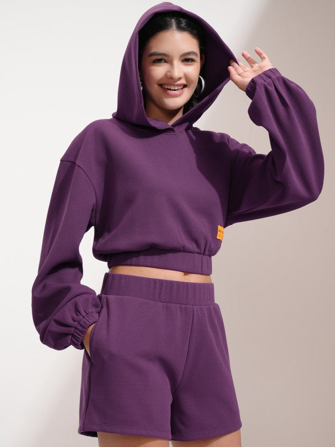 Tokyo Talkies Women Purple Top With Short - Purple - Image 6