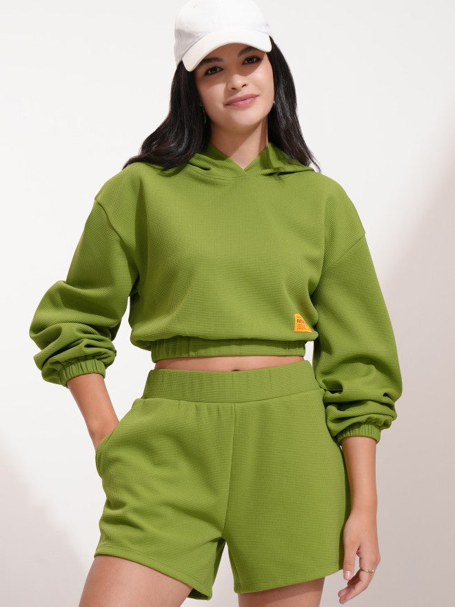 Tokyo Talkies Women Green Top With Short - Green - Image 1