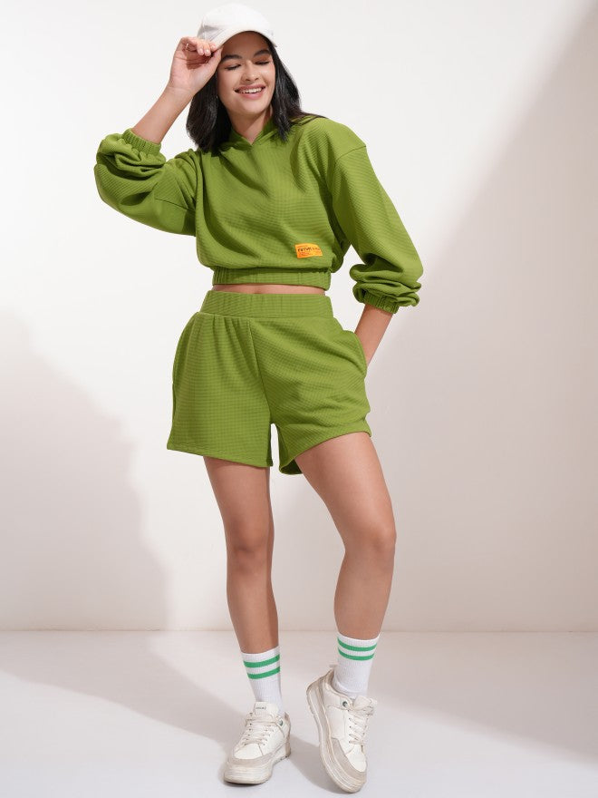 Tokyo Talkies Women Green Top With Short - Green - Image 2