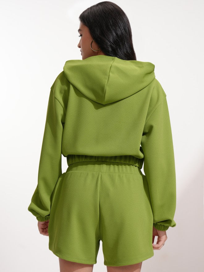 Tokyo Talkies Women Green Top With Short - Green - Image 3