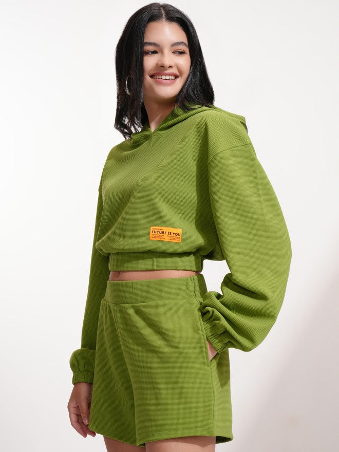 Tokyo Talkies Women Green Top With Short - Green - Image 4