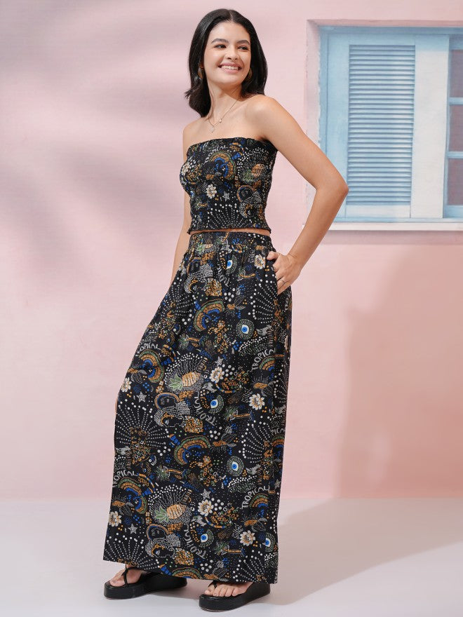 Tokyo Talkies Women Black Top With Skirt Co-Ords - Black - Image 2