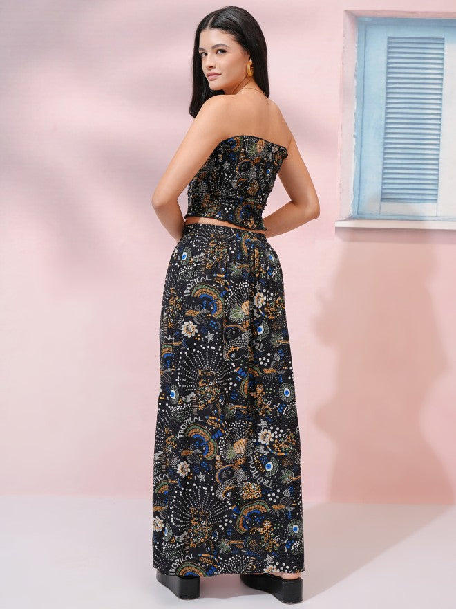 Tokyo Talkies Women Black Top With Skirt Co-Ords - Black - Image 3