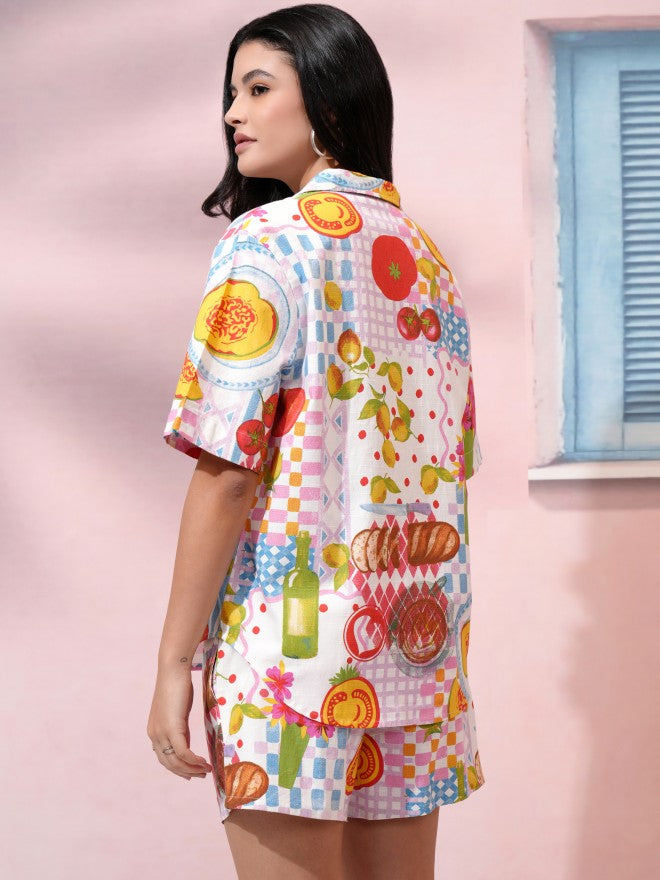 Tokyo Talkies Women White Shirt With Short - White - Image 3