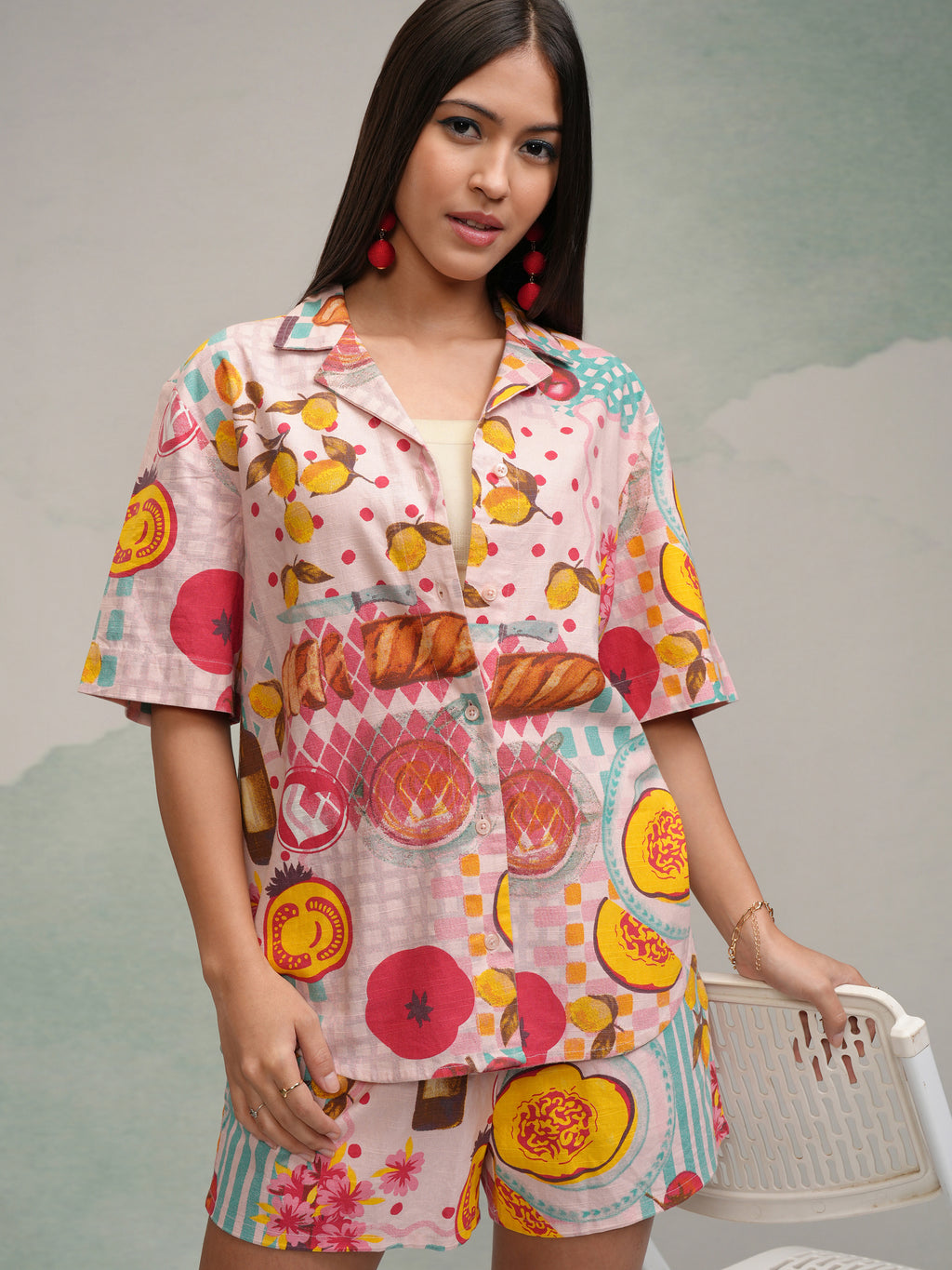 Tokyo Talkies Women Pink Shirt With Short - Pink - Image 1