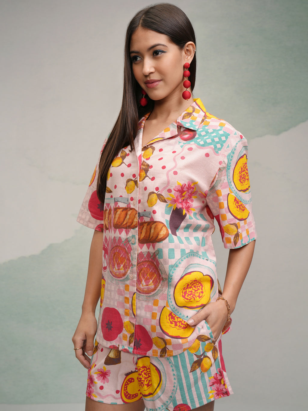 Tokyo Talkies Women Pink Shirt With Short - Pink - Image 4