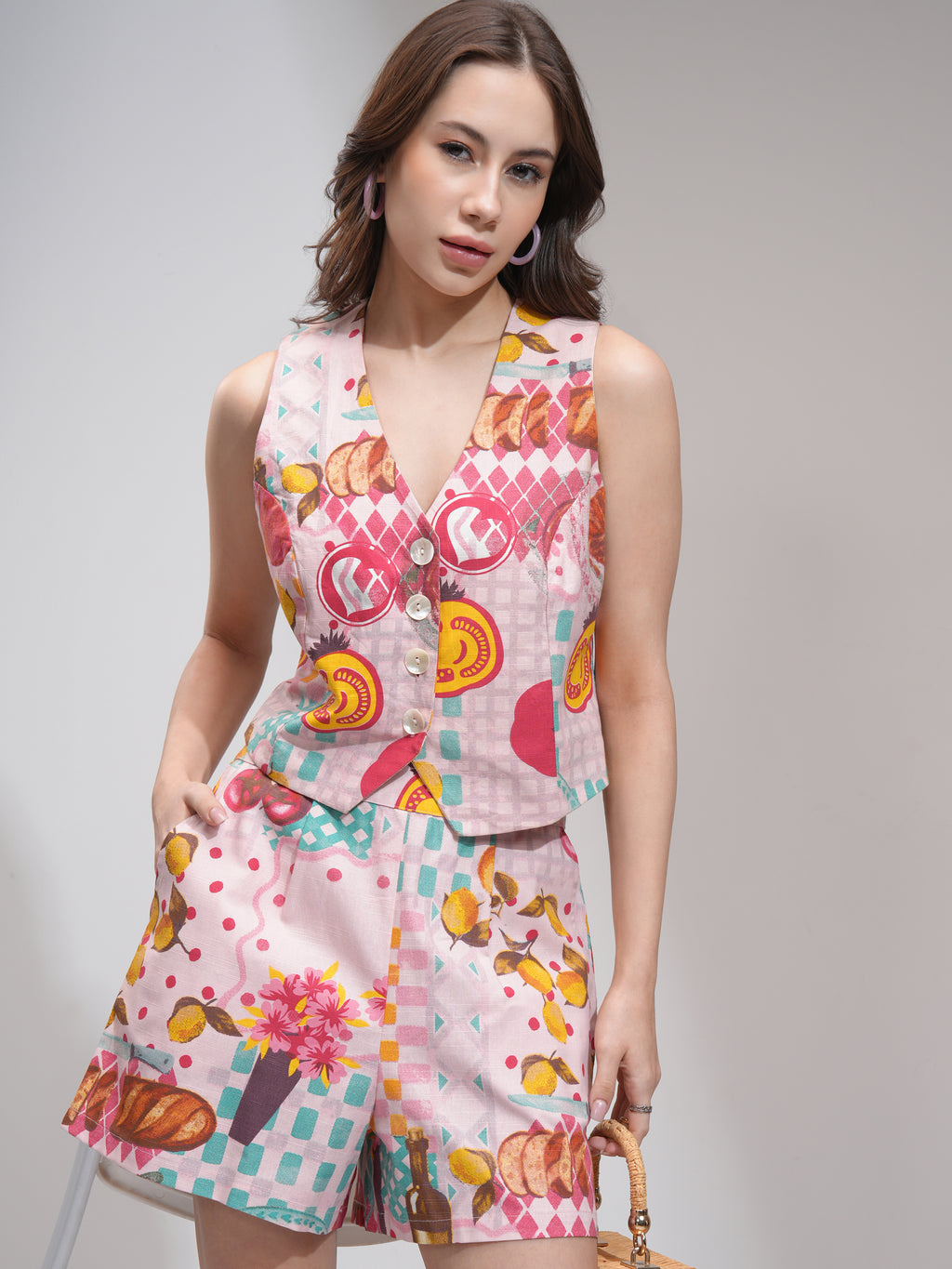 Tokyo Talkies Women Pink Blazer With Short - Pink - Image 1