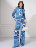 Tokyo Talkies Women Blue Shirt With Trousers Co-Ords - Blue - Image 1