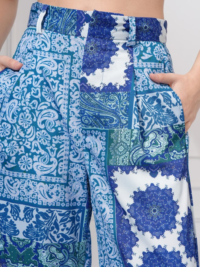 Tokyo Talkies Women Blue Shirt With Trousers Co-Ords - Blue - Image 7