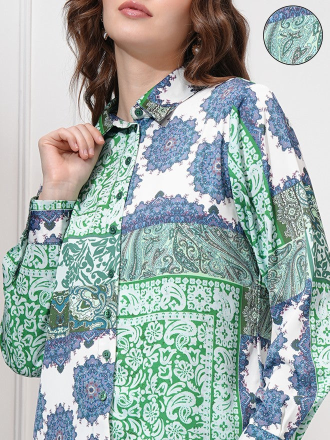 Tokyo Talkies Women Teal Shirt With Trousers Co-Ords - Teal - Image 5