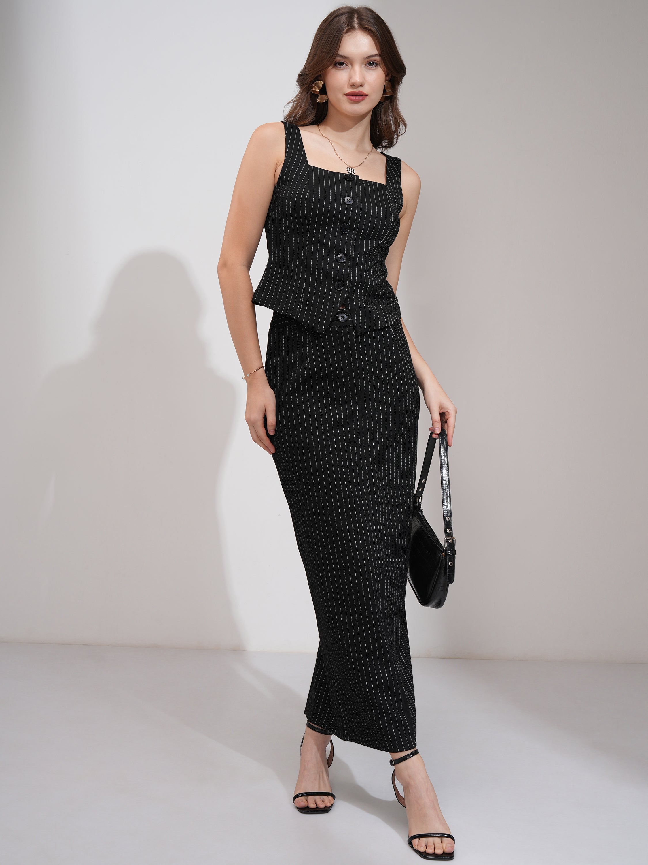 Tokyo Talkies Women Black Coat With Skirt Co-Ords - Black - Image 2