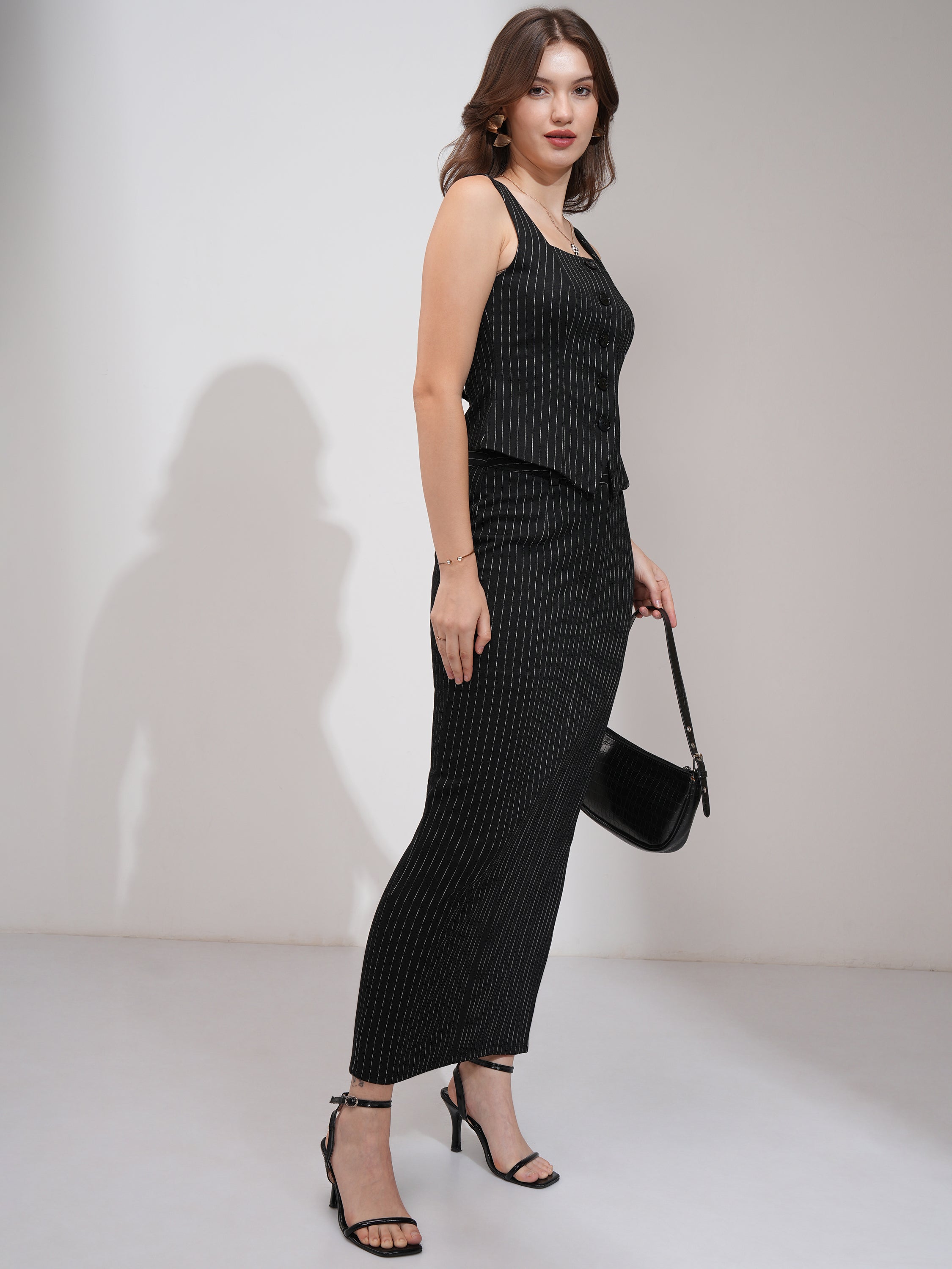 Tokyo Talkies Women Black Coat With Skirt Co-Ords - Black - Image 6