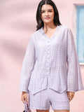 Tokyo Talkies Women Lavender Top With Shorts Co-Ords - Lavender - Image 1