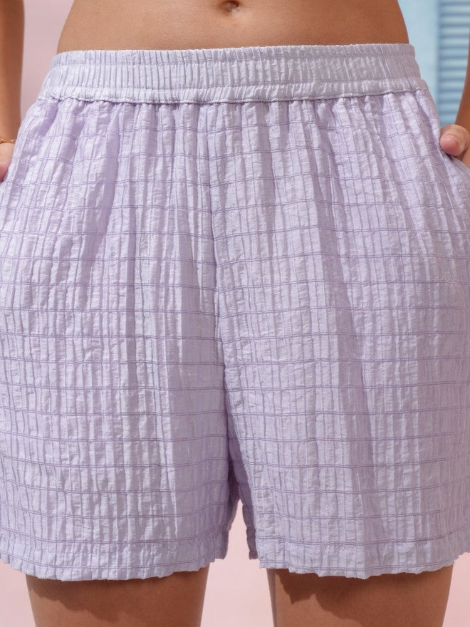 Tokyo Talkies Women Lavender Top With Shorts Co-Ords - Lavender - Image 8
